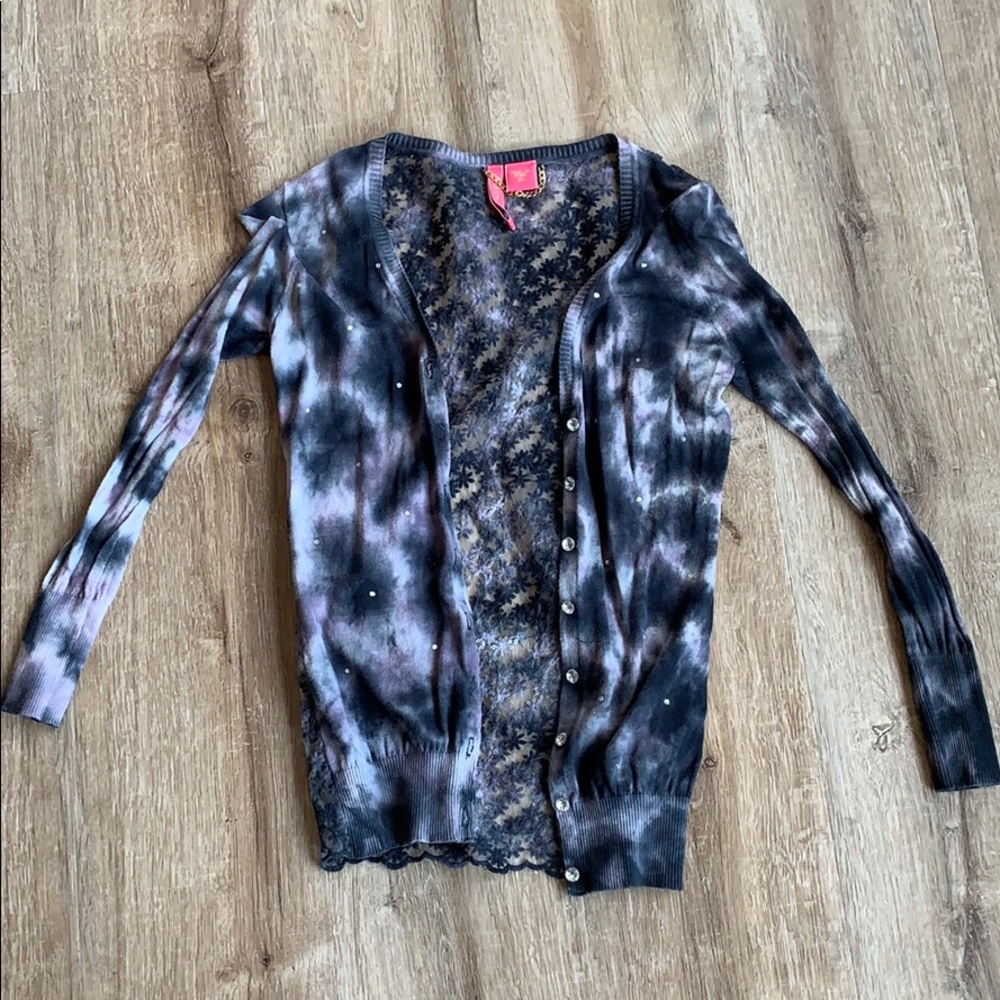 Tiedye cardigan with rhymes tones